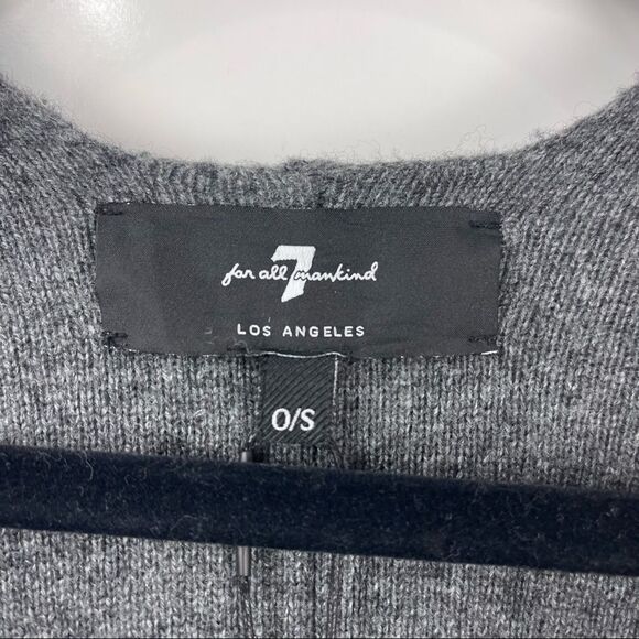 NEW 7 For All Mankind Dark Grey Cashmere Wool Blend Fringe Poncho Wrap OS - Picture 7 of 11